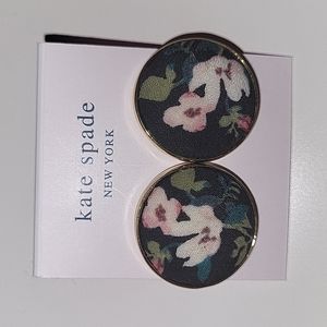 Kate Spade floral fabric earrings, large round